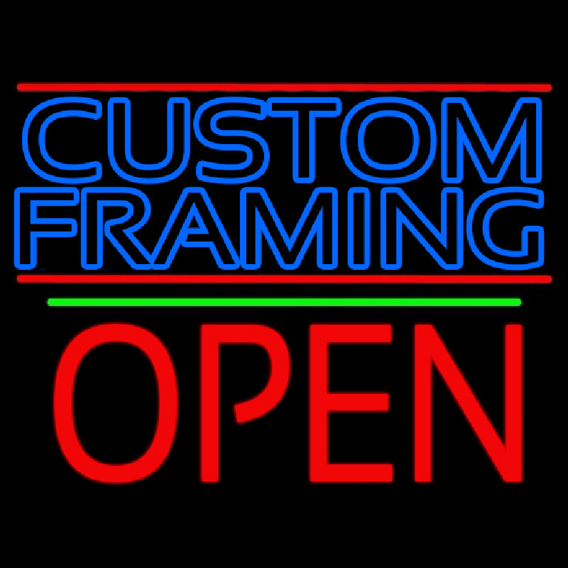 Blue Custom Framing With Lines With Open 1 Leuchtreklame