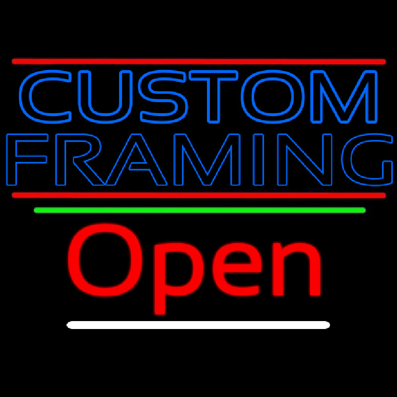 Blue Custom Framing With Lines With Open 3 Leuchtreklame