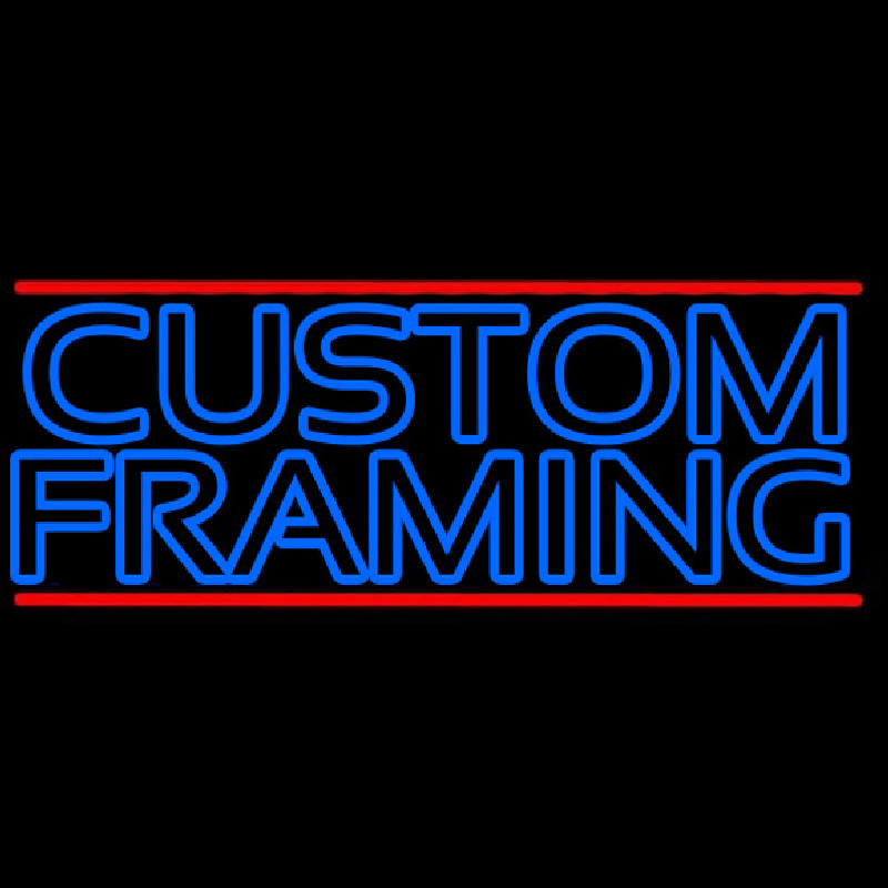 Blue Custom Framing With Red Lines Leuchtreklame