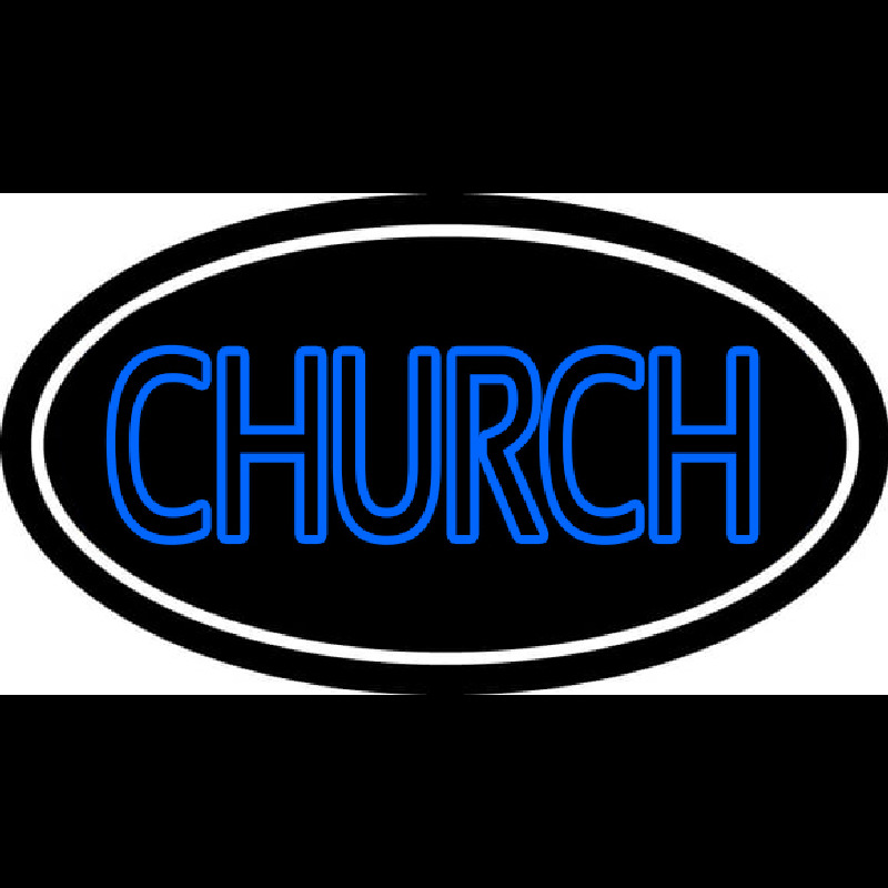 Blue Double Stroke Church Leuchtreklame