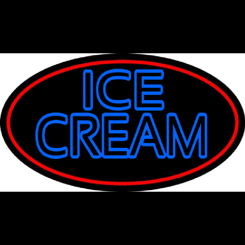Blue Double Stroke Ice Cream With Red Oval Leuchtreklame