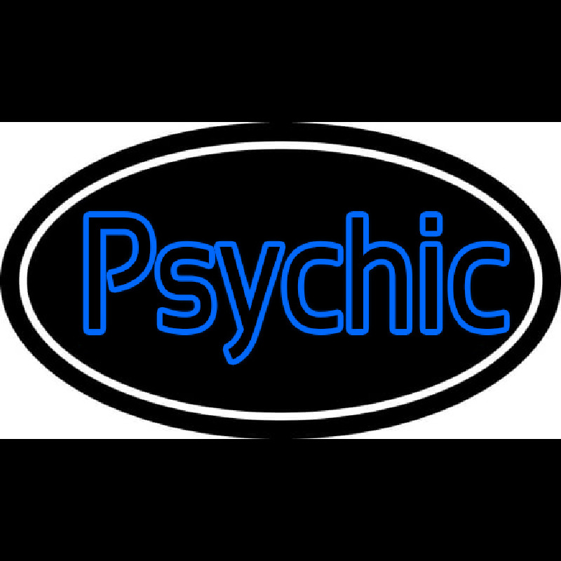 Blue Double Stroke Psychic White Border Leuchtreklame