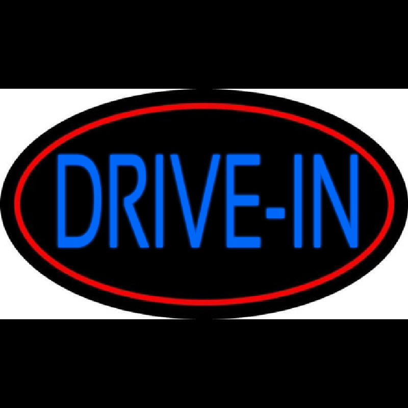 Blue Drive In With Red Border Leuchtreklame