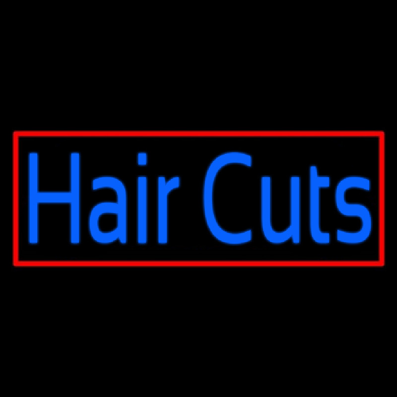 Blue Hair Cuts With Red Border Leuchtreklame