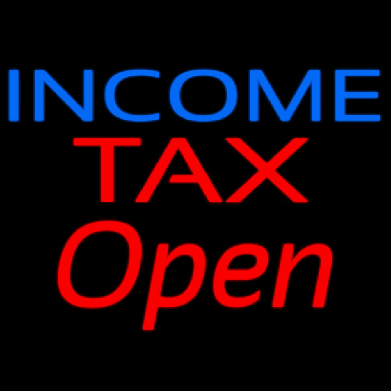 Blue Income Ta  Open Leuchtreklame