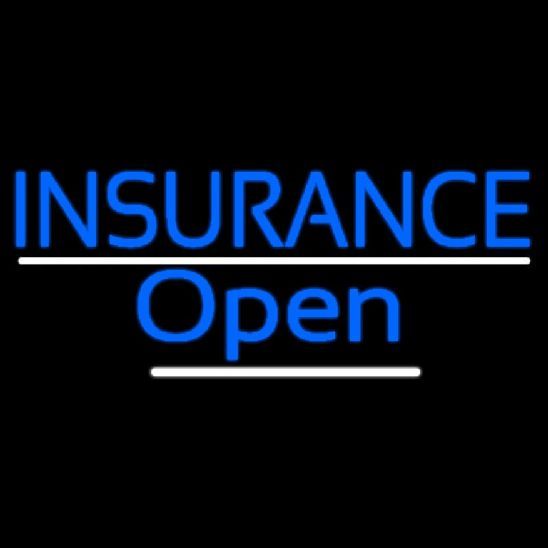 Blue Insurance Open White Line Leuchtreklame