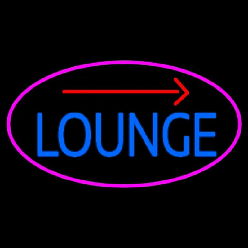 Blue Lounge And Arrow Oval With Pink Border Leuchtreklame