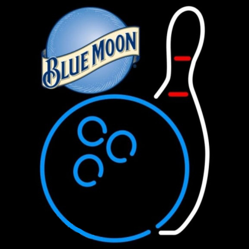 Blue Moon Bowling Blue White Beer Sign Leuchtreklame