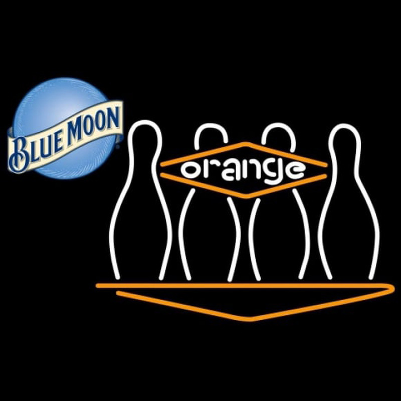 Blue Moon Bowling Orang Beer Sign Leuchtreklame