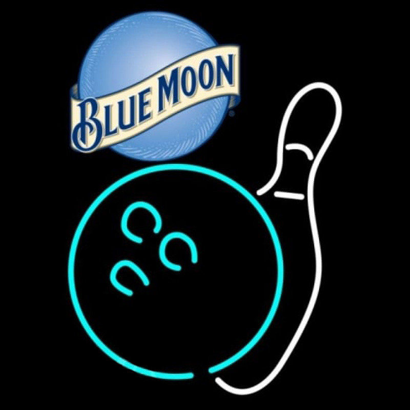 Blue Moon Bowling White Beer Sign Leuchtreklame