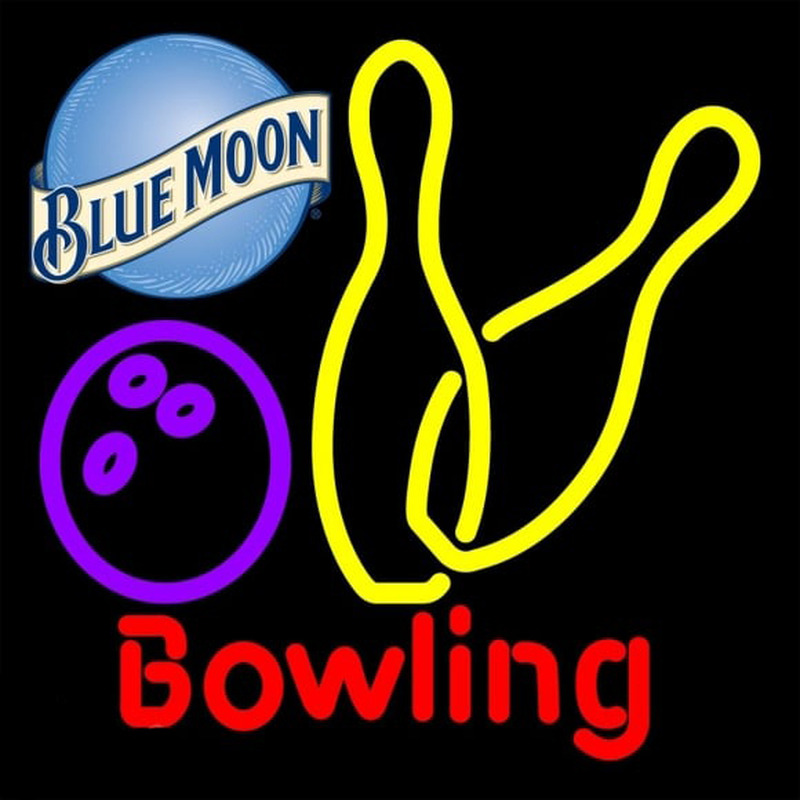 Blue Moon Bowling Yellow 16 16 Beer Sign Leuchtreklame