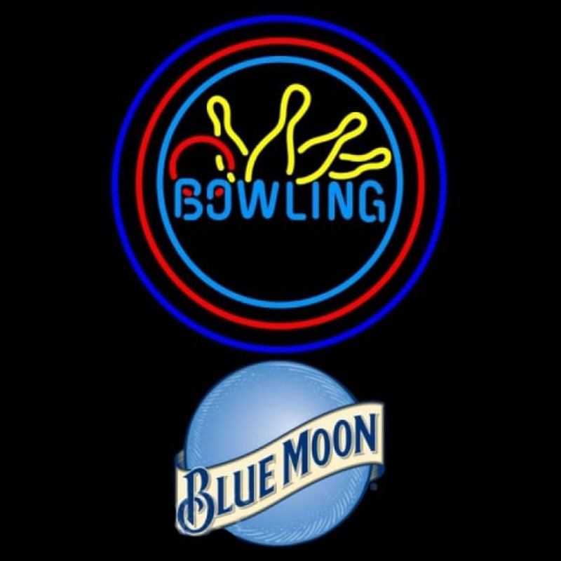 Blue Moon Bowling Yellow Blue Beer Sign Leuchtreklame