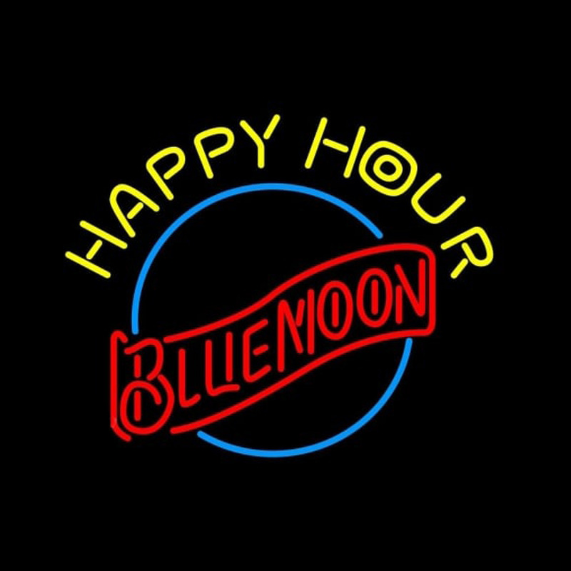 Blue Moon Classic Happy Hour Beer Sign Leuchtreklame