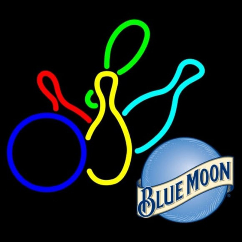 Blue Moon Colored Bowlings Beer Sign Leuchtreklame