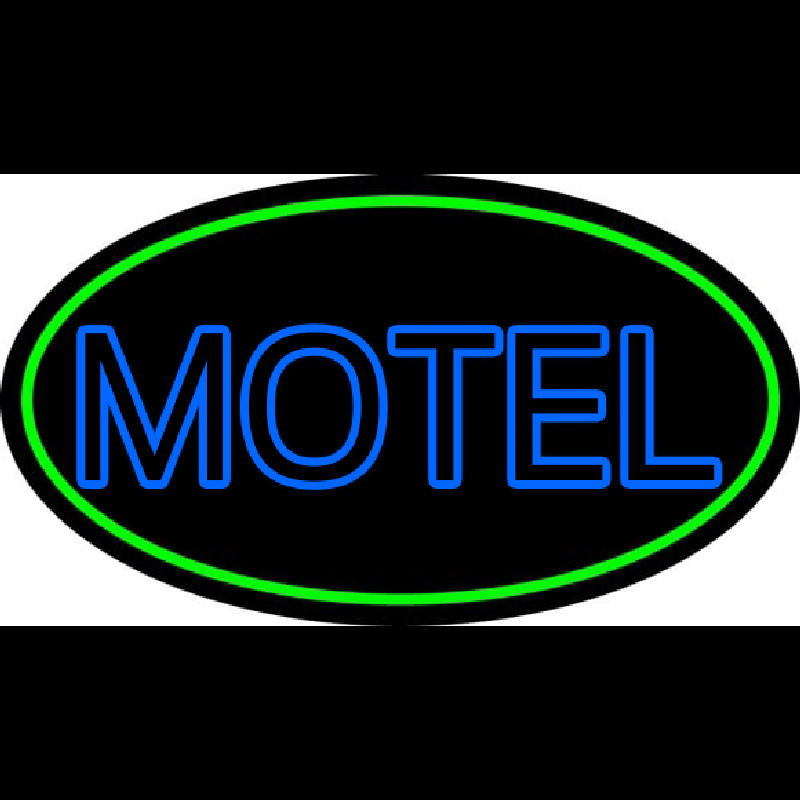 Blue Motel Double Stroke And Green Border Leuchtreklame