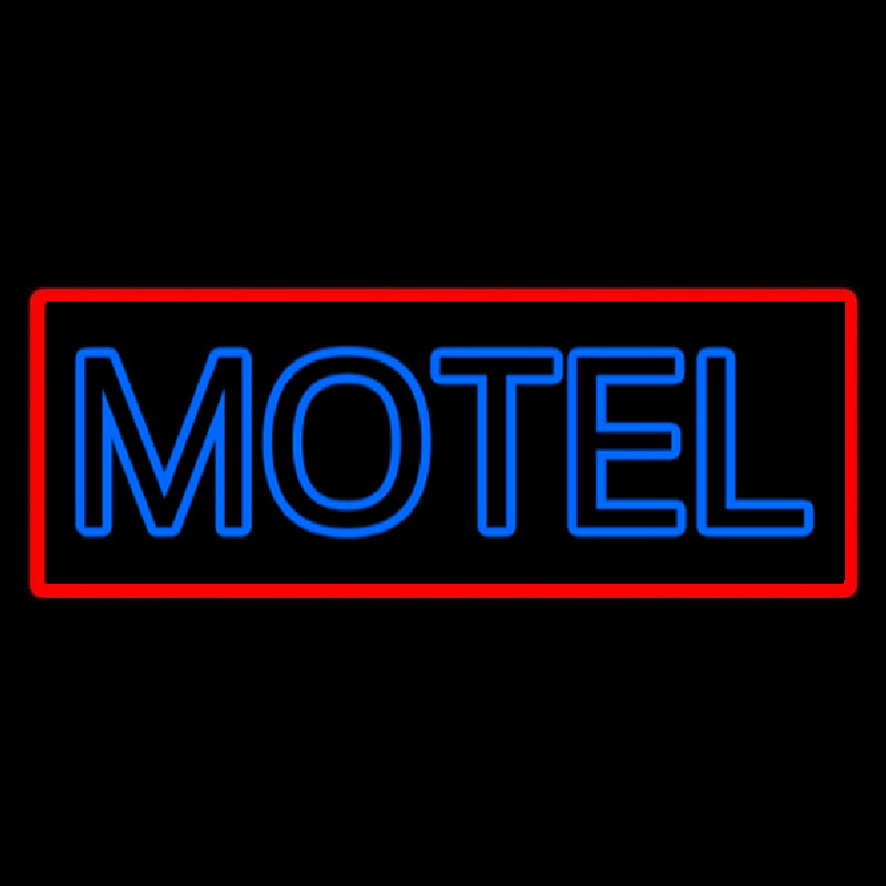 Blue Motel Double Stroke And Red Border Leuchtreklame