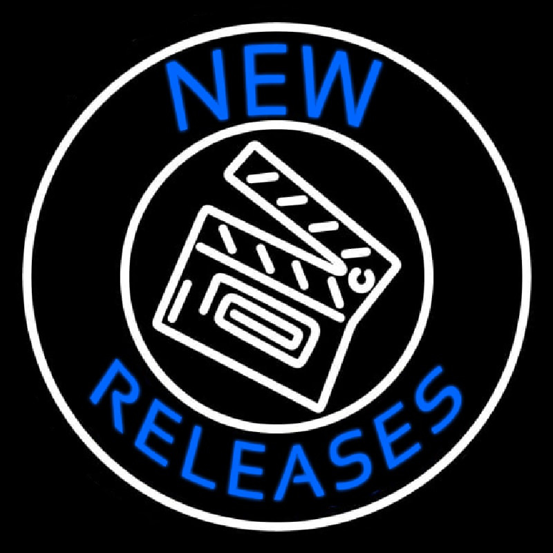 Blue New Releases With Logo Leuchtreklame