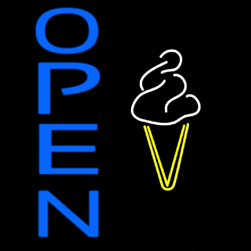 Blue Open Ice Cream Cone Leuchtreklame