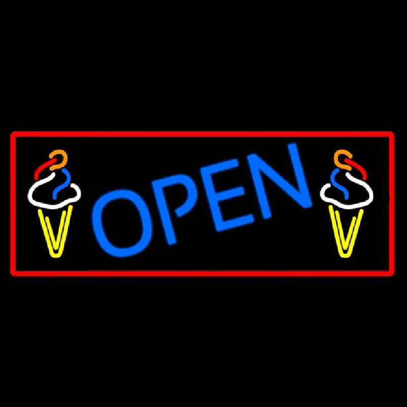 Blue Open Ice Cream Cone Leuchtreklame