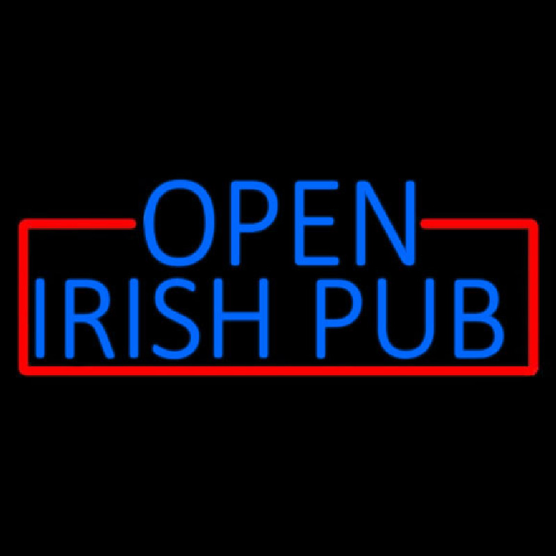 Blue Open Irish Pub With Red Border Leuchtreklame