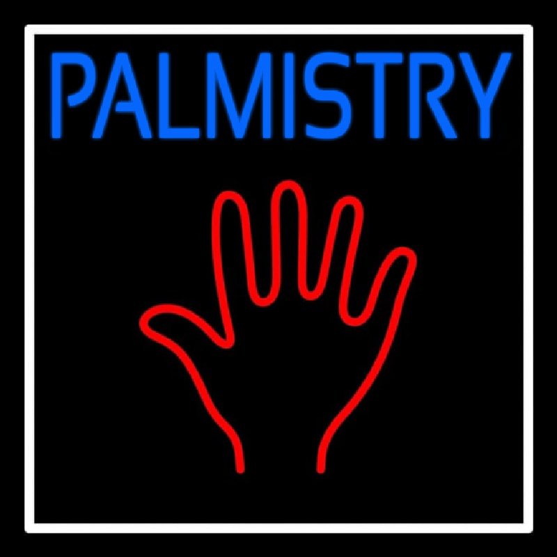 Blue Palmistry White Border Leuchtreklame