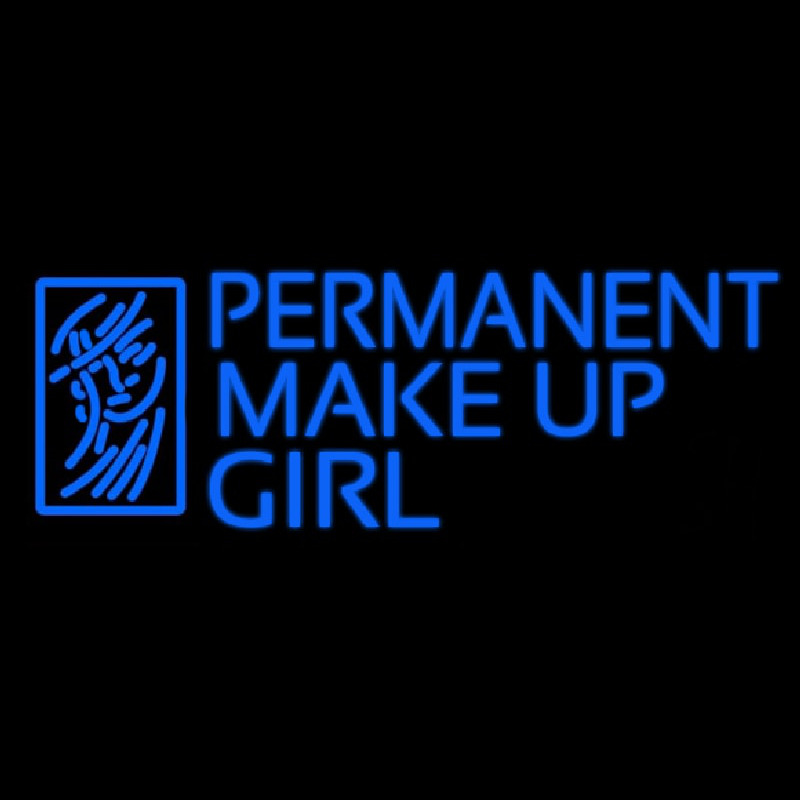 Blue Permanent Makeup Girl Leuchtreklame