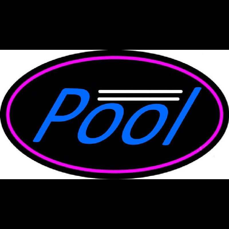 Blue Pool Oval With Pink Border Leuchtreklame
