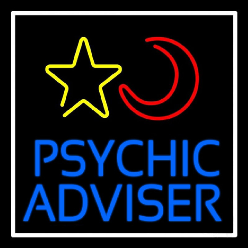 Blue Psychic Advisor With Logo White Border Leuchtreklame