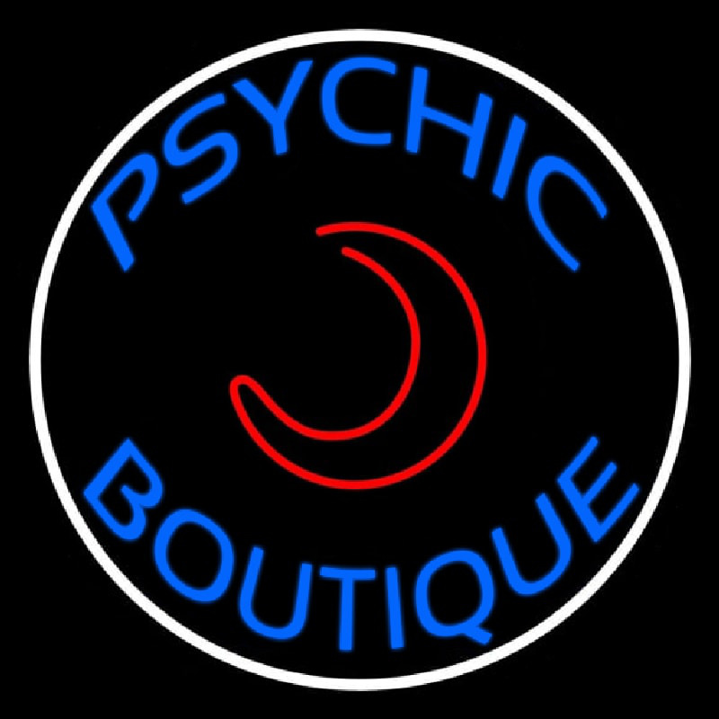Blue Psychic Boutique White Border Leuchtreklame