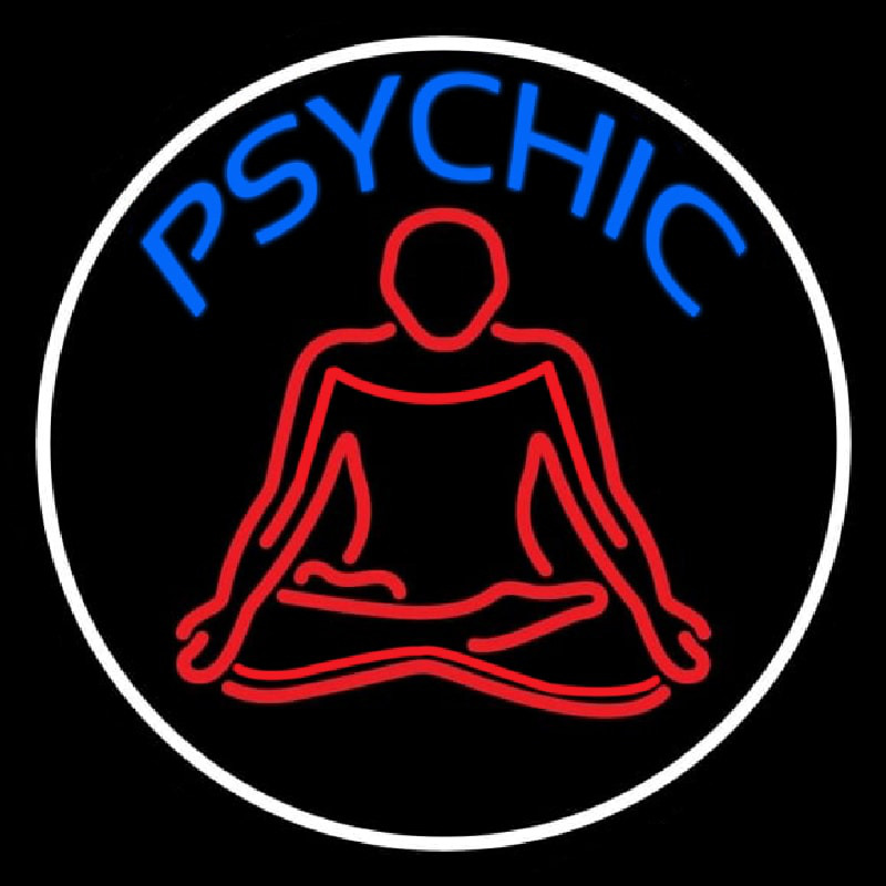 Blue Psychic Logo With Border Leuchtreklame