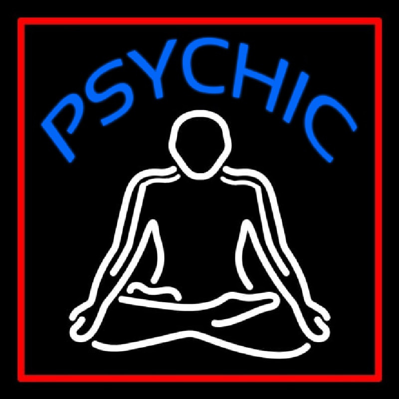Blue Psychic Logo With Red Border Leuchtreklame