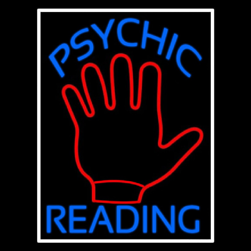 Blue Psychic Reading With White Border Leuchtreklame