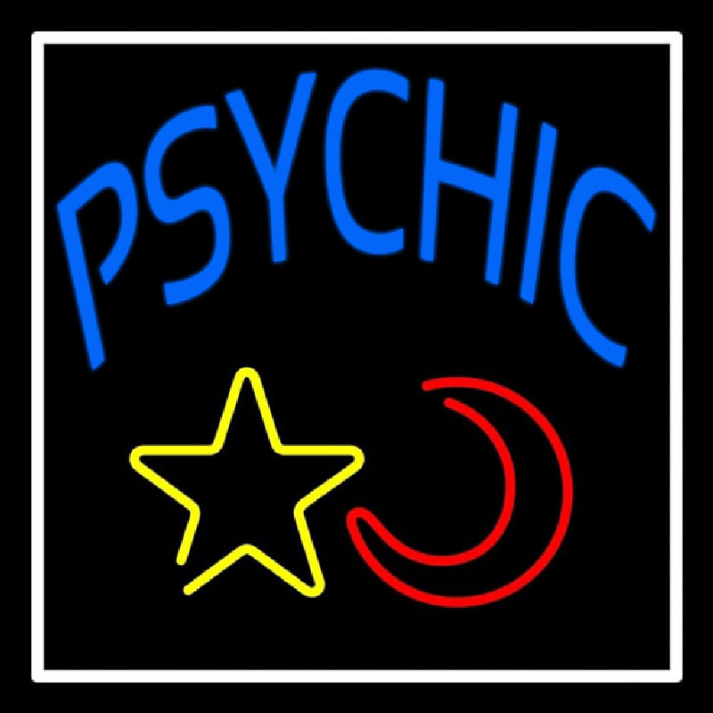 Blue Psychic With Moon And Star Leuchtreklame