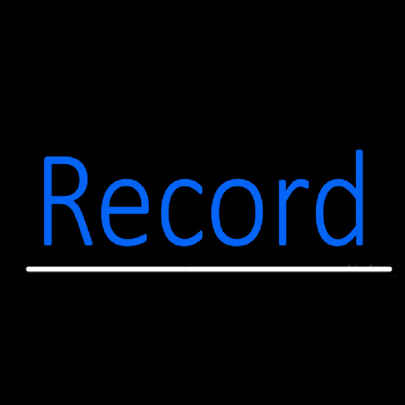 Blue Record Cursive White Line 1 Leuchtreklame