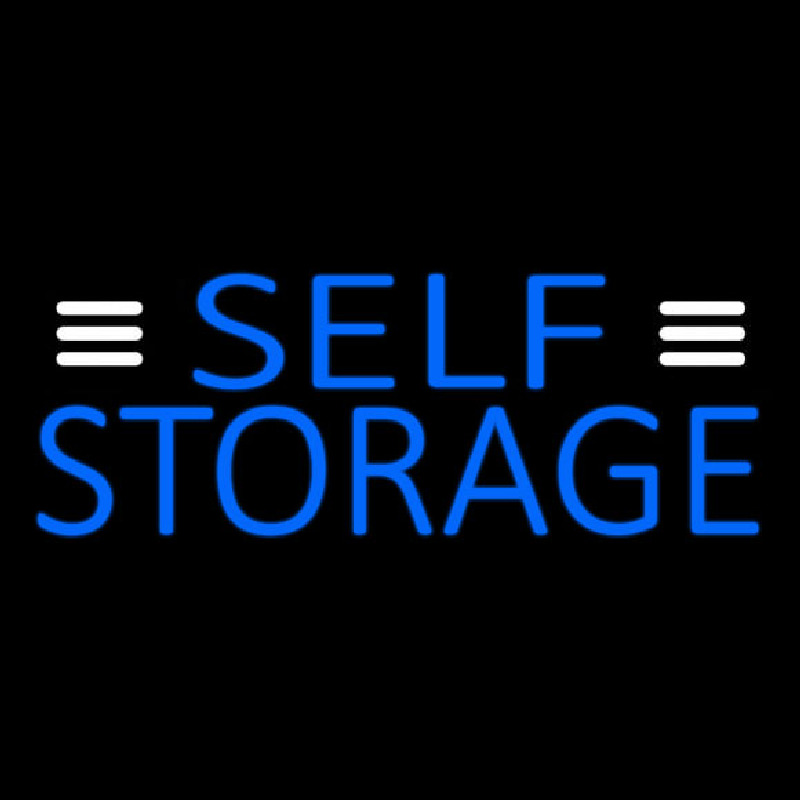 Blue Self Storage With White Line Leuchtreklame