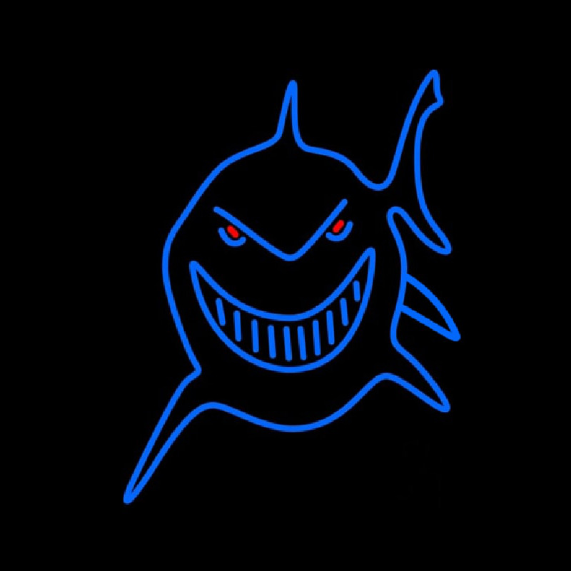 Blue Shark Face Leuchtreklame