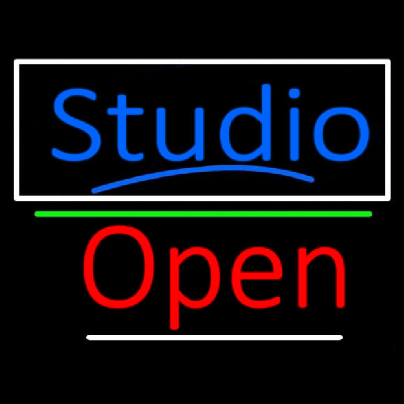 Blue Studio With Open 3 Leuchtreklame