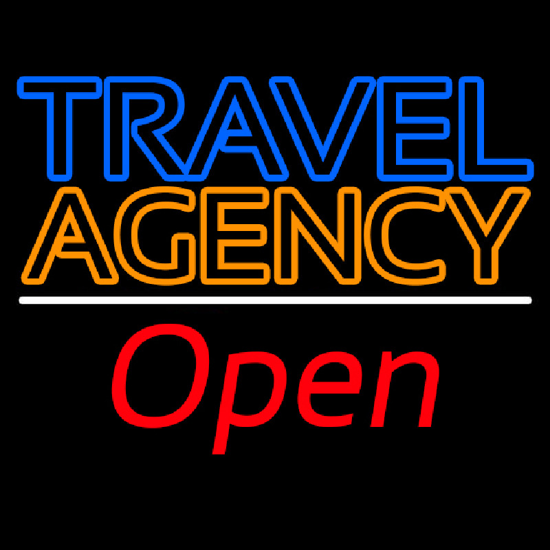 Blue Travel Orange Agency Open Leuchtreklame