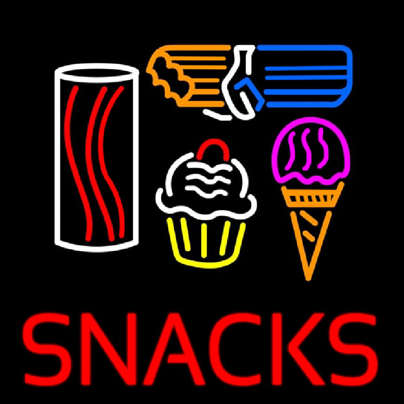 Board Snacks Ice Cream Real Glass Tube Bar Leuchtreklame