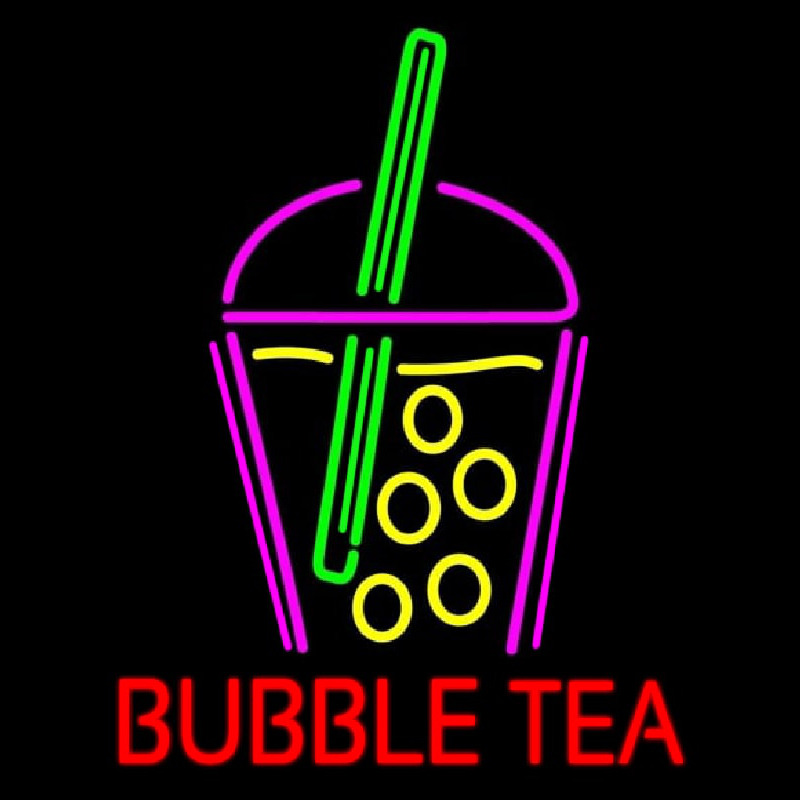 Bubble Tea With Glass Leuchtreklame