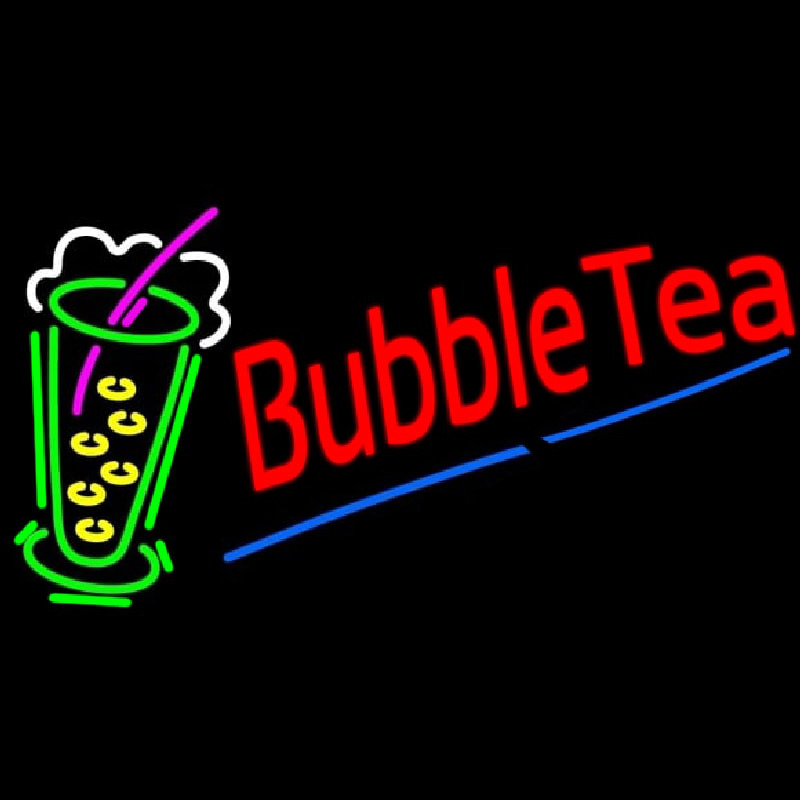 Bubble Tea With Tea Glass Leuchtreklame