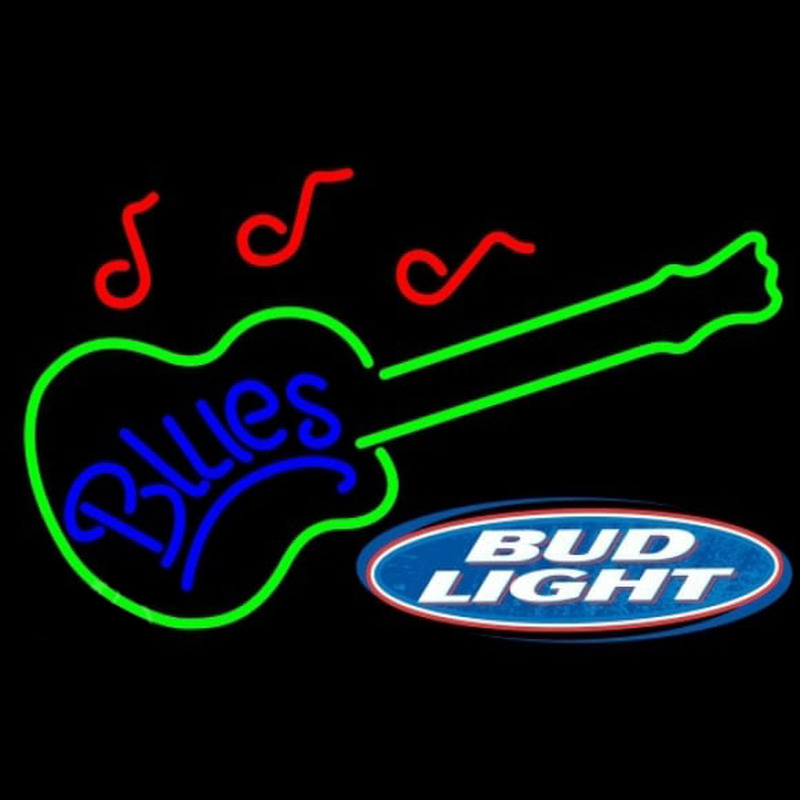 Bud Light Blues Guitar Beer Sign Leuchtreklame