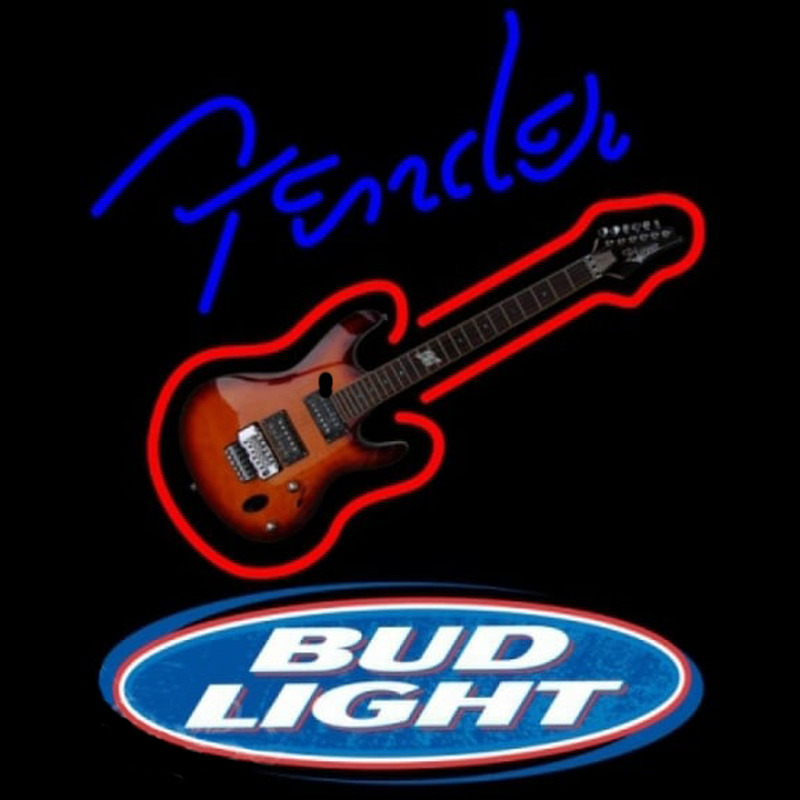 Bud Light Fender Blue Red Guitar Beer Sign Leuchtreklame