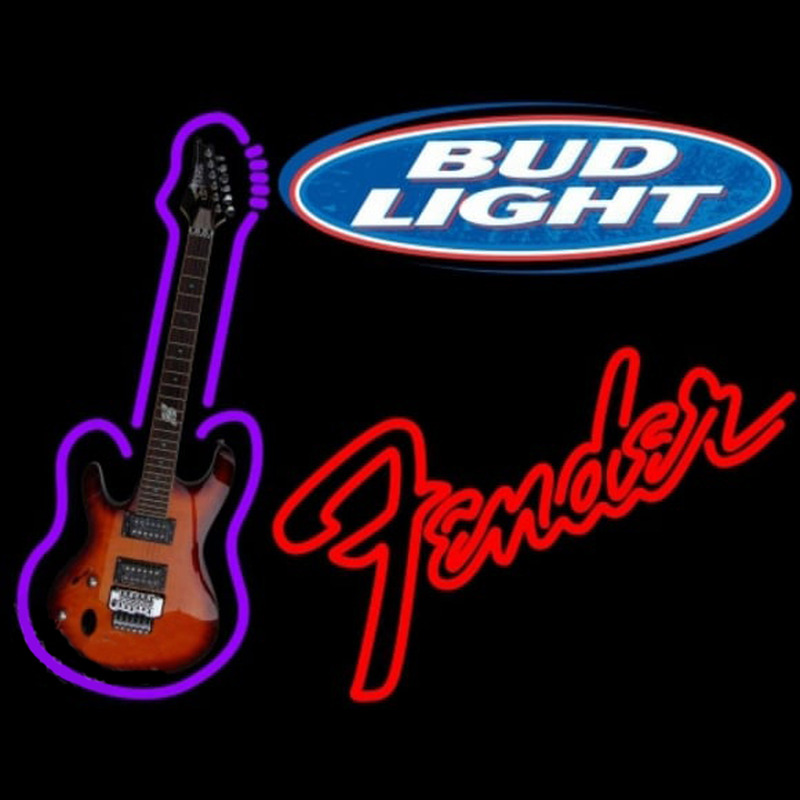 Bud Light Fender Red Guitar Beer Sign Leuchtreklame