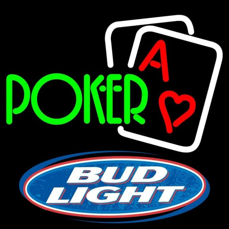 Bud Light Green Poker Beer Sign Leuchtreklame