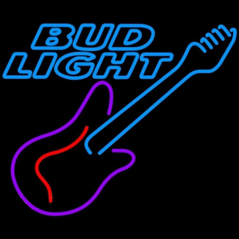 Bud Light Guitar Purple Red Beer Sign Leuchtreklame