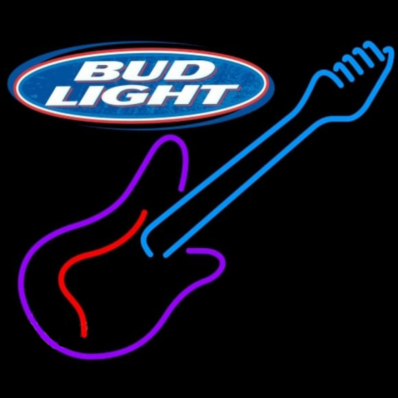Bud Light Guitar Purple Red Beer Sign Leuchtreklame