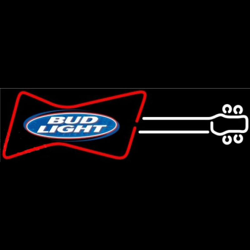 Bud Light Guitar Red White Beer Sign Leuchtreklame