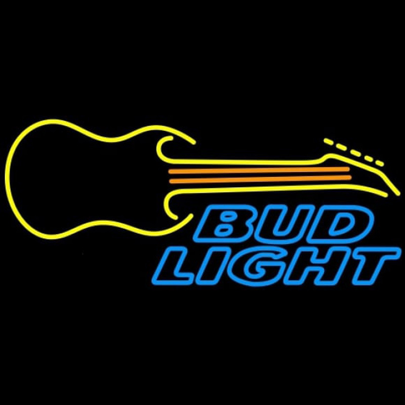 Bud Light Guitar Yellow Orange Beer Sign Leuchtreklame