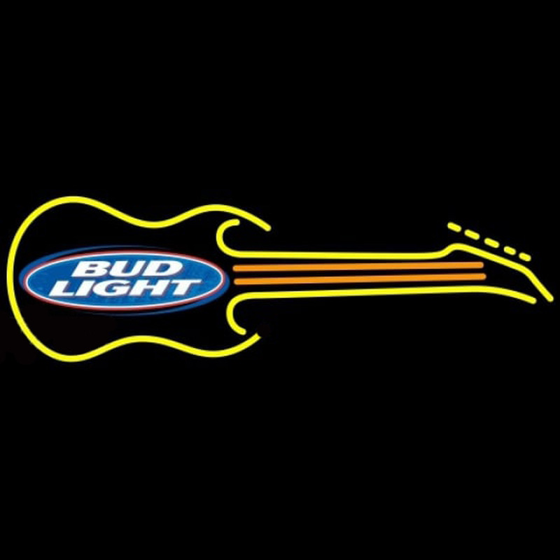 Bud Light Guitar Yellow Orange Beer Sign Leuchtreklame